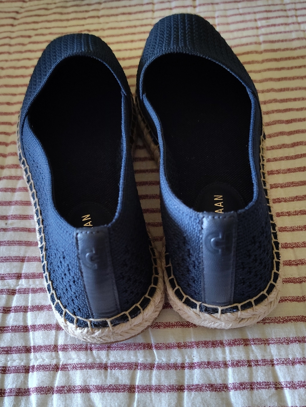 Cole Haan Navy Knit Espadrille Flats with Jute Trim - Picture 3 of 5